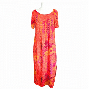 Jams World Fireflower Vintage Midi Side Slit Floral Dress Size Small